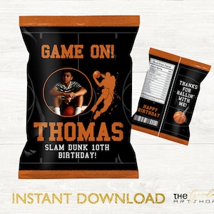 Basketball Chip bag, Slam-dunk Chip bag, Basketball Chip Bag wrapper, Basketball Party and favors, All Star Chip Bag, Basketball Treats