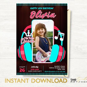 Music Inspired Birthday Invitation, Music Party Invitation, Dance Party Invitation, Teen Birthday Invite, Editable Birthday Invite, B2