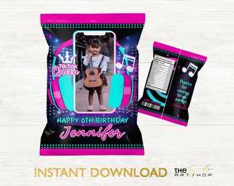 Chip Bag, Musical Inspired Chip Bag, Musical Chip Bag, Musical Party Chip Bag, Dance Party Chip Bag, Teen Birthday Chip Bag, Editable chips