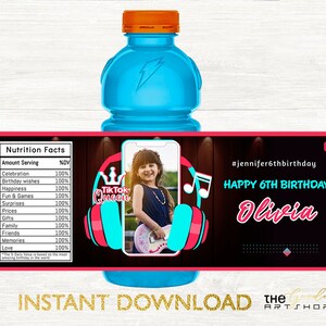Musical Inspired Gatorade Bottle Label, Musical Party Gatorade Bottle Label, Dance Party Gatorade Bottle, Teen Birthday Gatorade Bottle, B2
