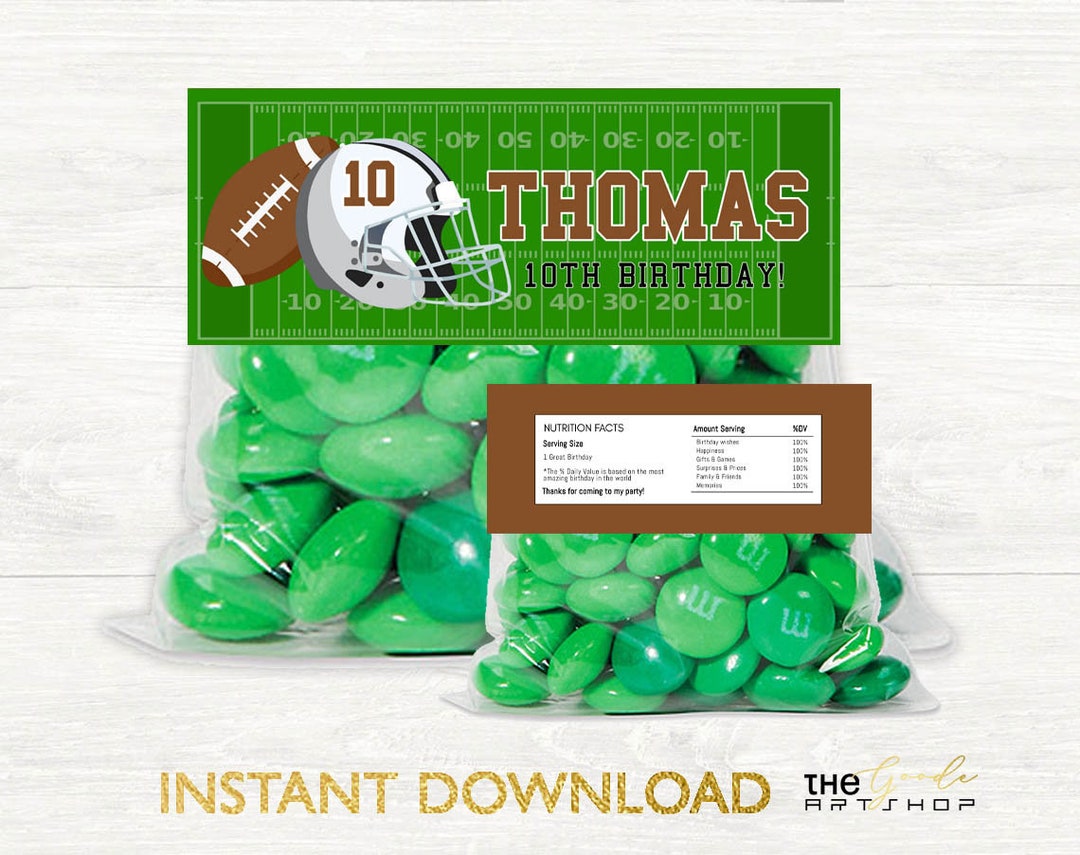 Football Treat Bag Topper, Football Treat Bag, Football Favors