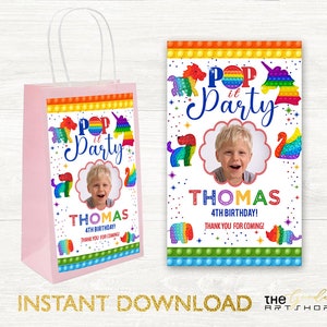 Pop it Gift bag, Rainbow Gift Bag, Pop it treat bag, Pop it favor gifts and treat, Pop it Birthday Theme, Pop it Party for Boys