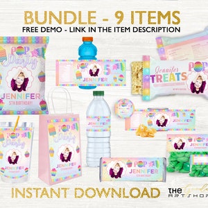Pop it Birthday Bundle, Pop it Party Bundle, Pop it Bundle, Pop it toy Birthday Theme, Rainbow Birthday Bundle, Pop it for girls