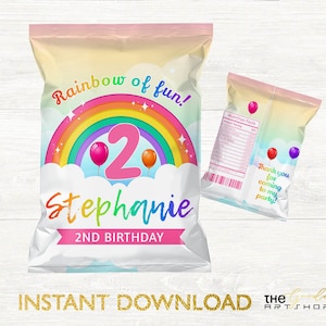 Rainbow Chip bag, Rainbow Chips, Rainbow Chip Bag wrapper, Rainbow Party and favors, Rainbow Birthday Theme, Rainbow Party