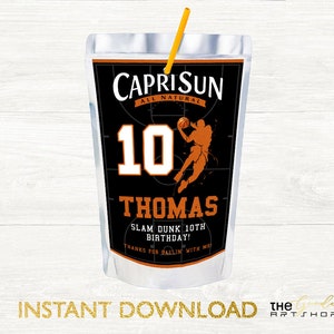 Basketball Caprisun, Slam-dunk Juice Pouch, Basketball Juice Pouch, Basketball Juice drinks label, All Star Juice Pouch Label