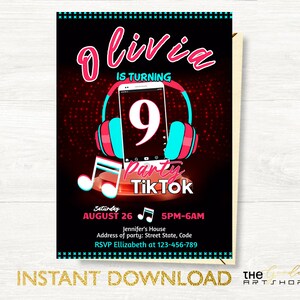 Music Inspired Birthday Invitation, Music Party Invitation, Dance Party Invitation, Teen Birthday Invite, Editable Birthday Invite, B13