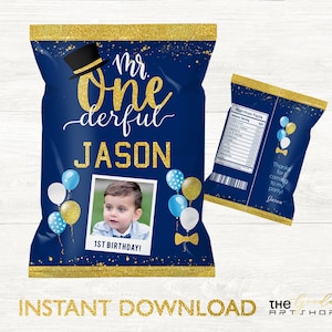 Mr Onederful Chip Bag, ONEderful Chip Bag Label, Mr Onederful Party Chip Bag, Birthday Chip Bag, 1st Birthday Chip Bag