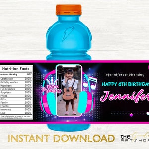 Musical Inspired Gatorade Bottle Label, Musical Princess Gatorade Bottle Label, Dance Party Gatorade Bottle, Teen Birthday Gatorade Bottle