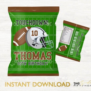 Soccer Chip bag, Football Chip bag, Football Chip Bag wrapper, Football Party and favors, Football Birthday Chip Bag, Soccer Birthday chips