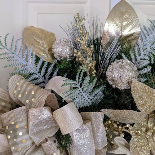 Christmas gold store evergreen wreath, Poinsettia Holiday wreath, Christmas front door wreath, Evergreen holiday wreath decor, holiday decor