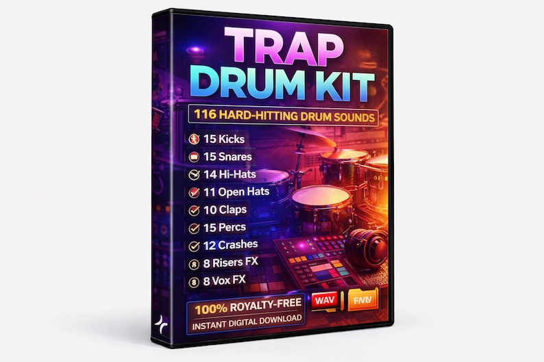 Trap Drum Kit – 116 WAV Sounds, Hip Hop and R&B (Instant Download) image 1