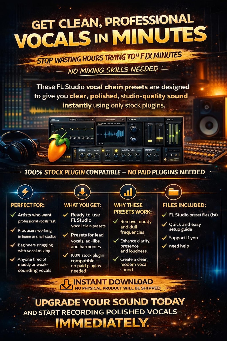 FL Studio Pro Vocal Chains | Hip Hop, Trap, R&B Stock Plugins (instant ...