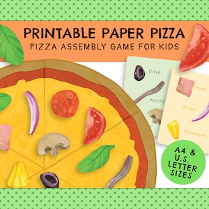 Attività di pizza di carta stampabile per bambini / Ritaglia e costruisci la tua pizza / Download digitale istantaneo / Attività di gioco e abbinamento per bambini