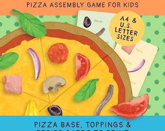 Attività di pizza di carta stampabile per bambini / Ritaglia e costruisci la tua pizza / Download digitale istantaneo / Attività di gioco e abbinamento per bambini