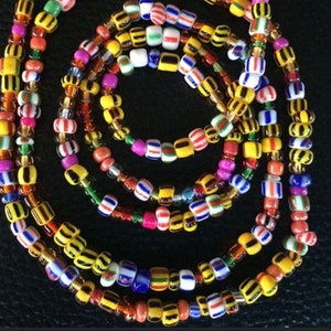 Ghana Recycled Glass beads, Ghana Waist Beads, African waist beads, Belly Chain Beads, Weight loss plus size beads, Healing beads