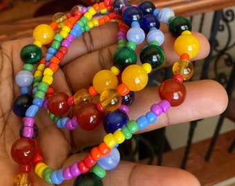 Real Gemstone Waist beads, Rainbow Gemstones Waist Jewelry,  Chakra Stone beads, crystal waist jewelry, spiritual waist beads, chakra stones
