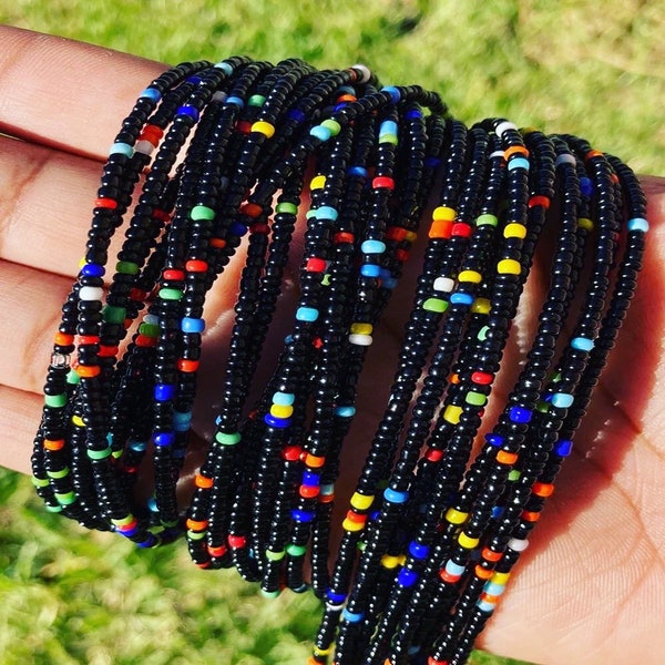 Waist Beads For Weight loss, African Waist Beads, Colorful Waist Beads, Beads, Ghana Glass Beads, Slimming Elastic waistbeads, body Jewelry