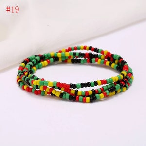 Colorful Waist Beads, Slimming Elastic Waist beads, waist bead for Weight Loss, African Waist Beads, Belly Chain Beads Rasta colors