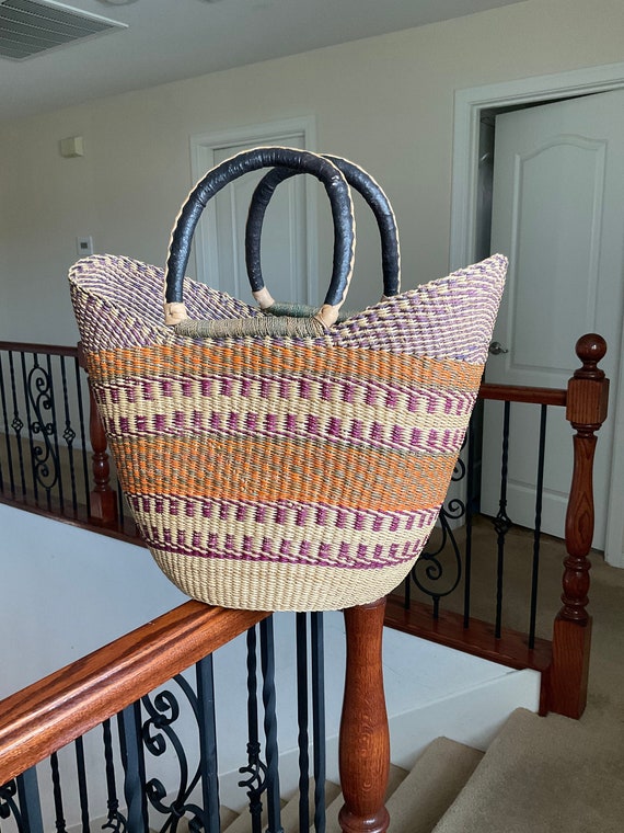 Picnic Basket, Straw Woven Basket, Bolga Basket , 