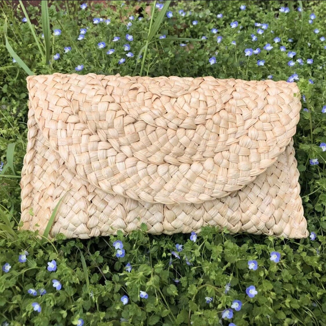 Colorful Straw Clutch Vintage Straw purse Handmade woven Etsy