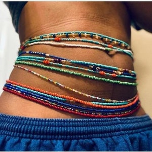 Colorful Waist Beads, Slimming Elastic Waist beads, waist bead for Weight Loss, African Waist Beads, Belly Chain Beads