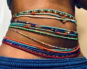 Colorful Waist Beads, Slimming Elastic Waist beads, waist bead for Weight Loss, African Waist Beads, Belly Chain Beads