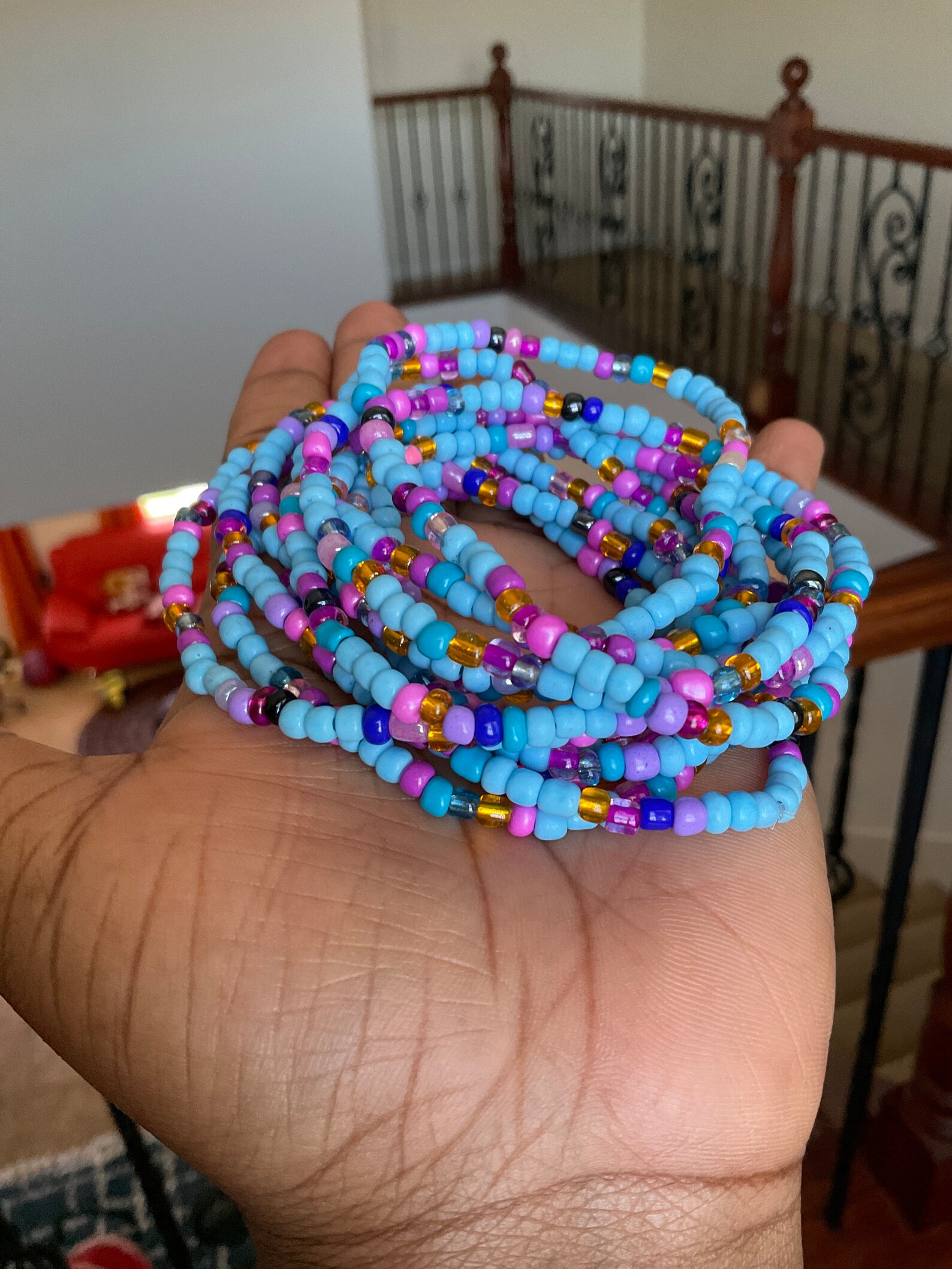 3 Set of Elastic African Waist Beads Weight Loss Belly Chain Etsy