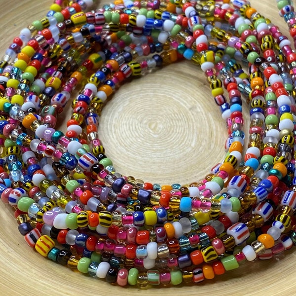 Ghana Recycled Glass beads, Waist Beads, African waist beads, Belly Chain Beads, Weight loss plus size beads, Healing beads