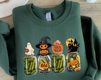 Halloween Pickle Sweatshirt Canning Season Sweatshirt Pickle Lovers Shirt Halloween Tee Retro Halloween Pickles Sweater Pickles Crew neck