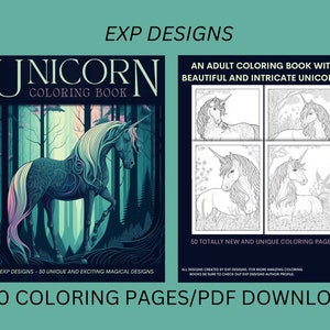 Unicorn Coloring Book for Teens and Women/50 Coloring Pages /Magical Designs with Detailed Unicorns /PDF Printable Download