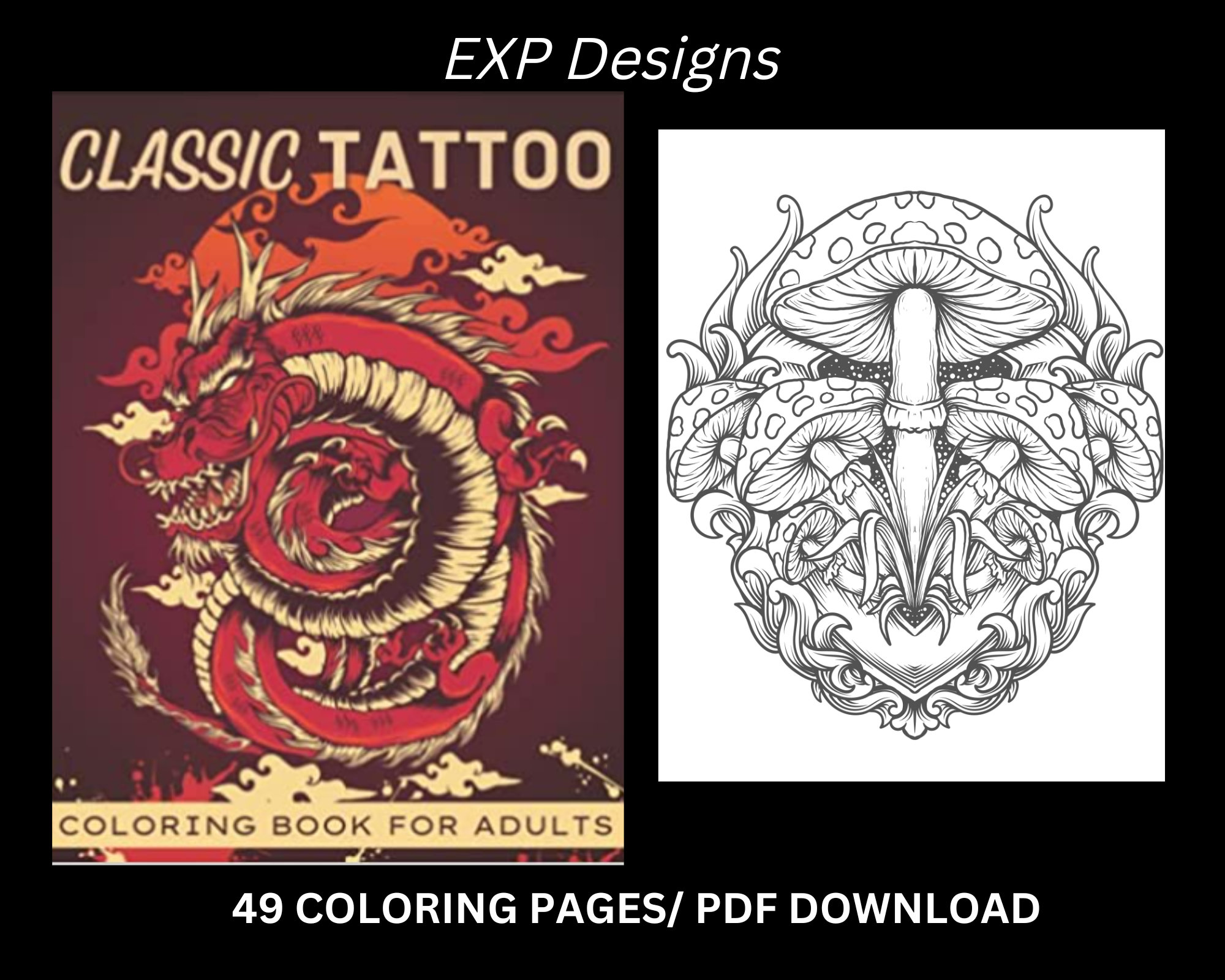 The Tattoo Flash Coloring Book: Adult Relaxation Tattoo Coloring Pages Book  for Adult Men, Women - 8.5x11 Inch Best 50 Printable Tattoo Coloring Book  (Paperback)