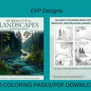 Beautiful Landscapes Coloring Book /50  Stunning Landscapes Coloring Pages /PDF Printable Download