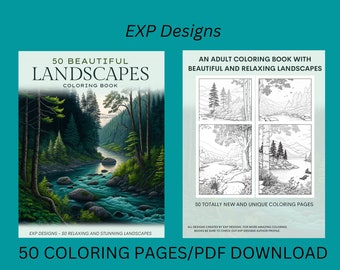 Libro da colorare di paesaggi meravigliosi /50 pagine da colorare di paesaggi meravigliosi /Download stampabile PDF
