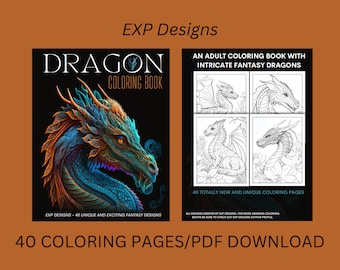 Libro da colorare dei draghi /40 disegni fantasy unici ed emozionanti con pagine da colorare di draghi incredibili e intricati/Download stampabile in PDF