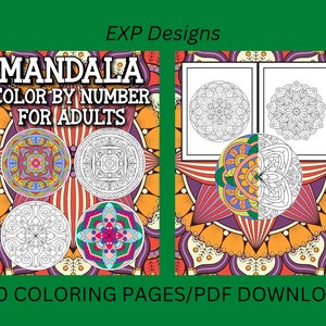 Mandala Color by Number Coloring Book /50 Awesome Designs for Teens & Adults to Color/PDF Printable Download