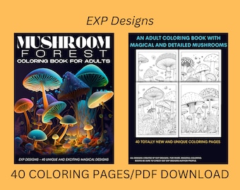 Mushroom Forest Coloring Book /40 Unique and Magical Detailed Mushroom Coloring Pages/PDF Printable Download