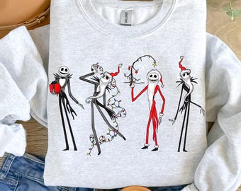 Sweater Haunted Mansion, kerstshirt skelet, T-shirt dansen skelet, kersttrui, top Haunted Nightmare, Night before Christmas