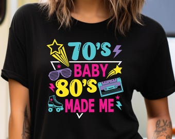 Gemaakt in de jaren 70 shirt, verjaardagsshirt, jaren 70 shirt, verjaardagsshirt, retro shirt, retro shirt jaren 1970, jaren 80 maakte me T, verjaardagscadeau, grappig cadeau