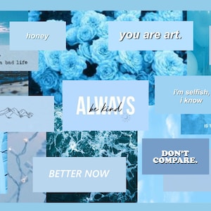 Baby Blue Aesthetic Digital Wallpaper Background Collage Etsy Espana