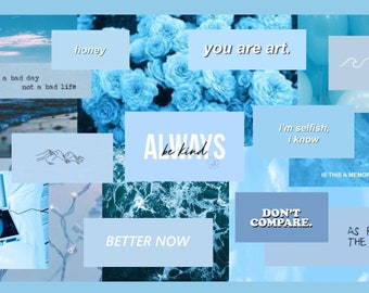 Blue Aesthetic Laptop Desktop Wallpaper Etsy Ireland