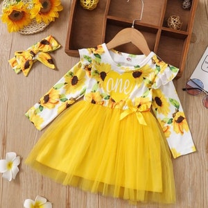 Un Hermoso vestido niña / Girasol Vestido de un año / - Etsy España