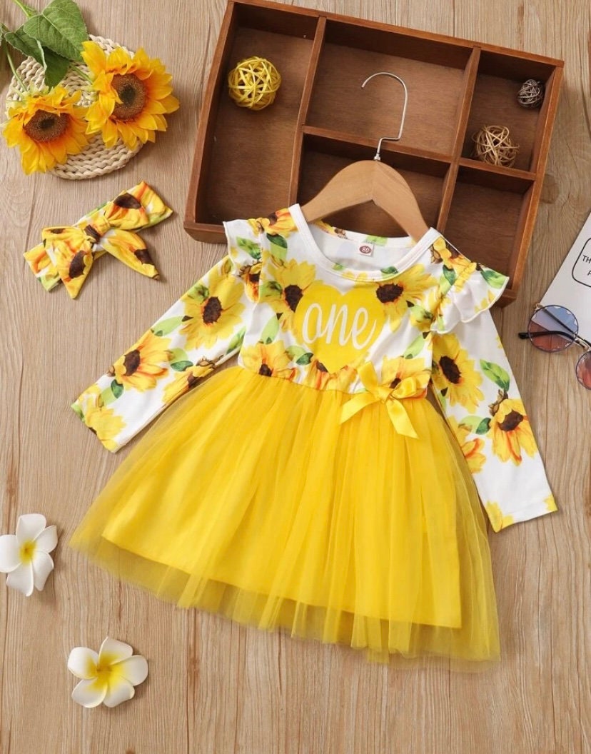 Un año Hermoso vestido de niña / Girasol Vestido de un año / - Etsy España Un año Hermoso vestido de niña / Girasol Vestido de un año / - Etsy España