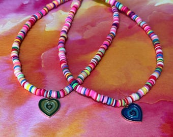 Double the Fun – Colorful Heart Necklace Set