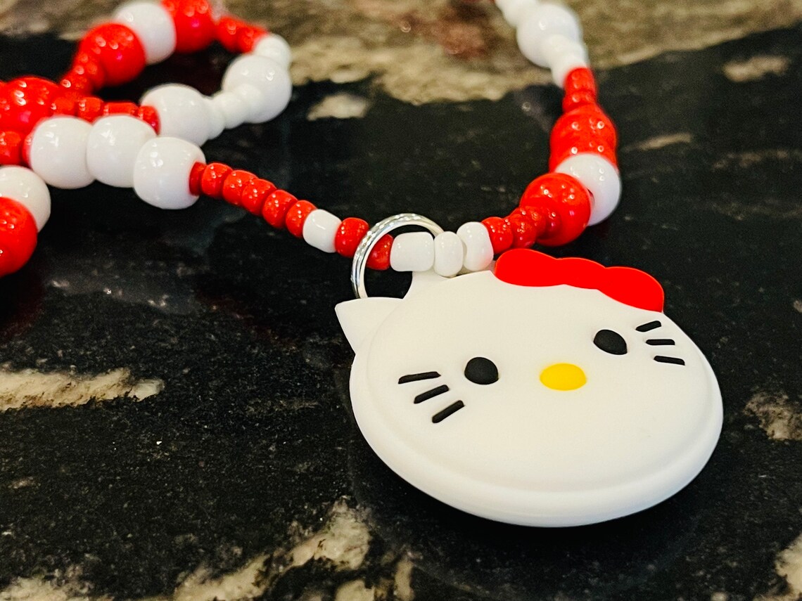 Hellokitty Airtag Red Necklace for Kids Etsy