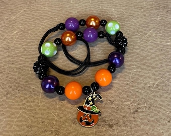 Witch Hat Halloween Necklace: Chunky Beads, Adjustable Cord