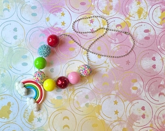 Rainbow Chunky Bead Necklace