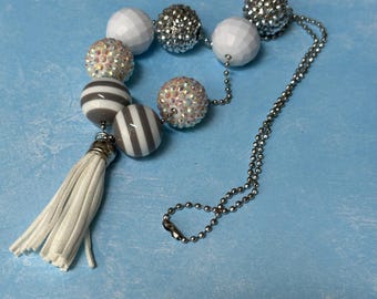 Silver Sparkle Tassel Necklace