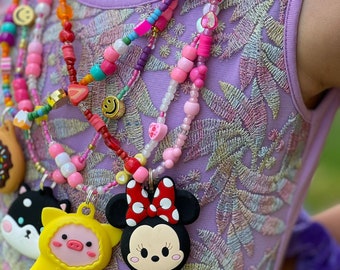 Ciondolo Porta AirTag Per Bambine Con Unicorno E Perline Arcobaleno - Custodia In Silicone, Confezione Da 2