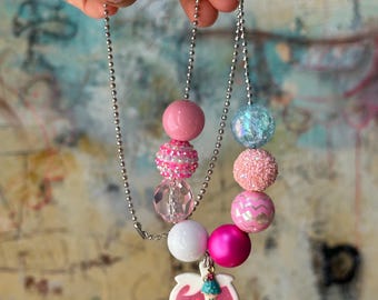 Strawberry Chunky Bead Necklace
