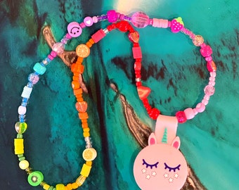 Rainbow Unicorn Airtag Necklace for Kids